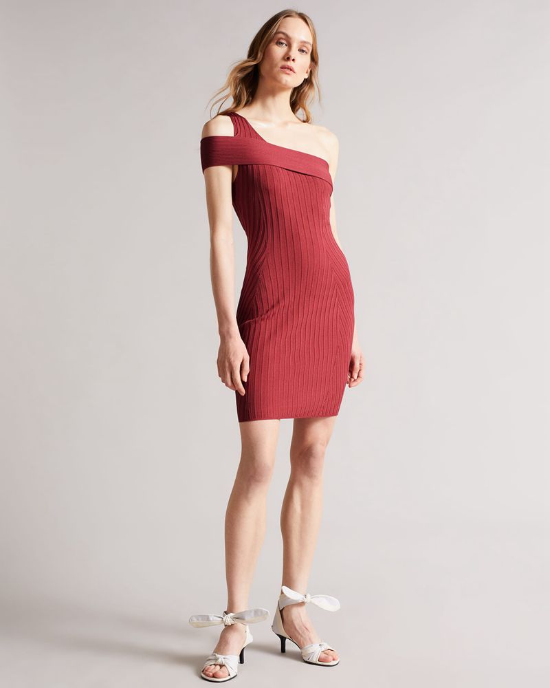Ted Baker Ragazza Seam Free Asymmetric Knit Klänning Dam Rosa | KGM-593682