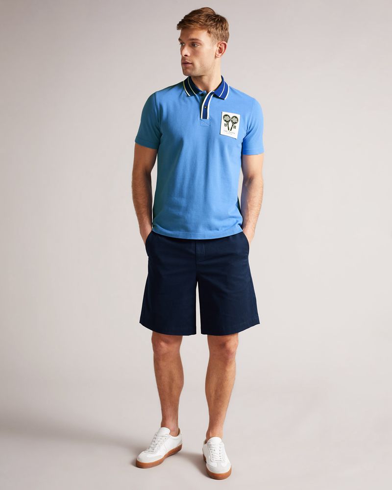 Ted Baker Regent Sleeve Pique Polo Blast Herr Blå | MEO-275890