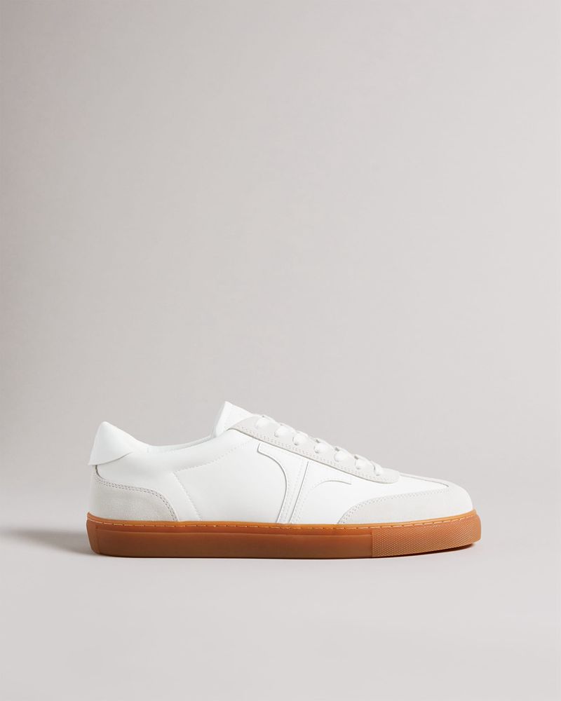 Ted Baker Robbert Retro Mocka Läder Mix Sneakers Herr Vita | CEX-649078