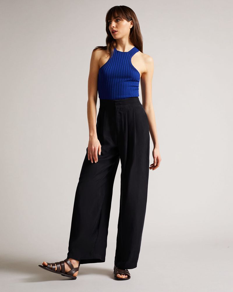 Ted Baker Ronia Pleated Breda Flood Length Byxor Dam Marinblå | BVT-387502