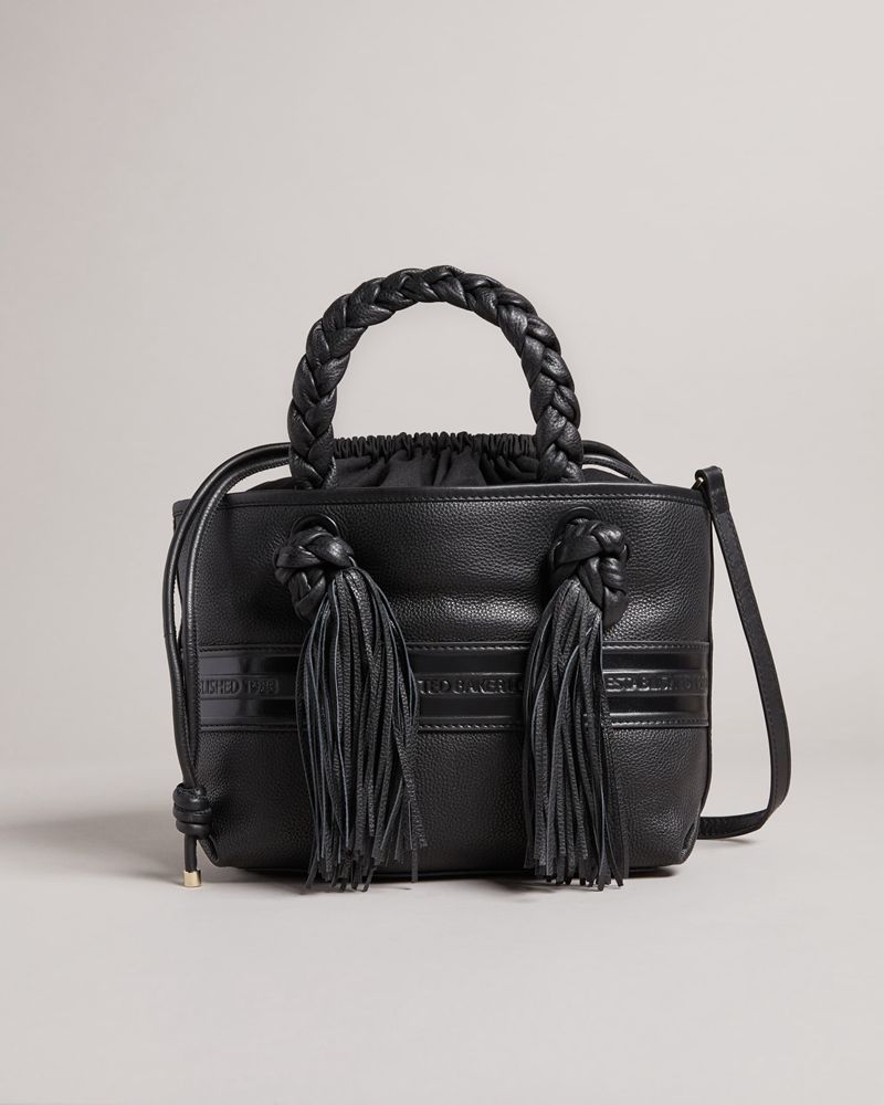 Ted Baker Saffya Branded Tassel Detail Mini Tote Crossbody Väska Dam Svarta | OWD-472351