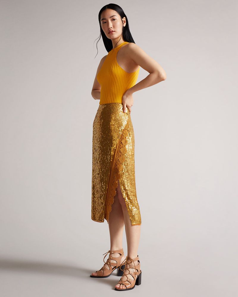 Ted Baker Signora Sequin Column Slip Kjolar Dam Bruna | NBY-697125