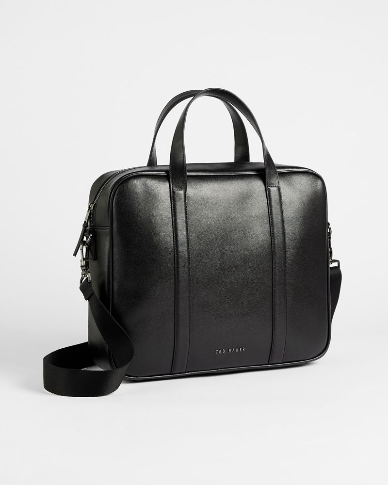 Ted Baker Strath Saffiano Läder Väska Herr Svarta | SGL-748521