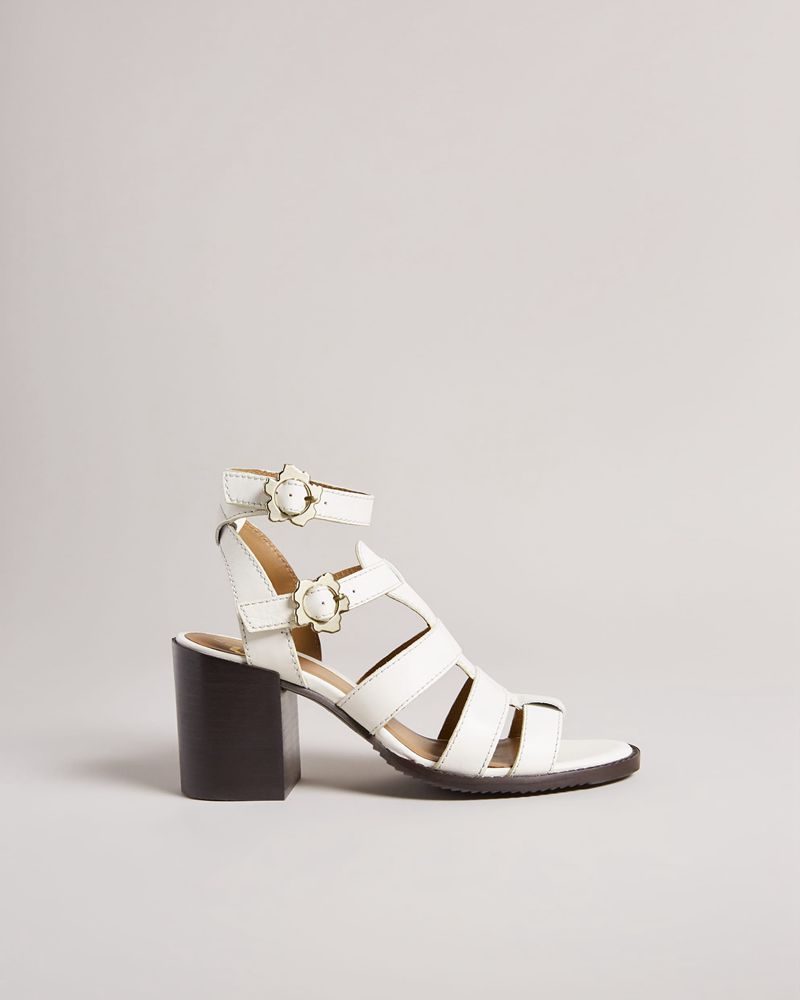 Ted Baker Tabaria Snörade Block Leathers Höga Klackar Dam Vita | FPT-683194
