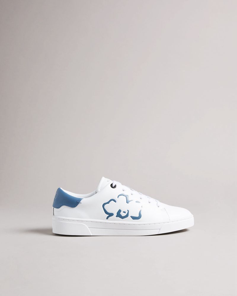Ted Baker Tarliah Magnolia Flower Placement Cupsole Sneakers Dam Vita Blå | RBC-241587