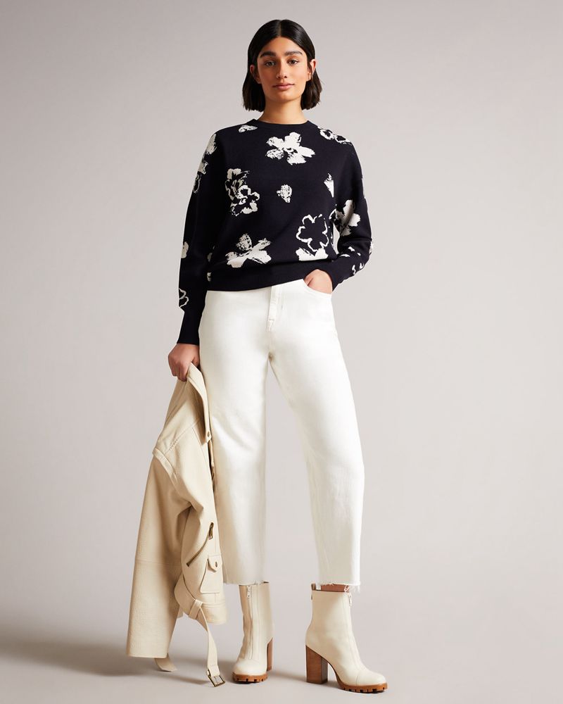 Ted Baker Wionna Jacquard Stickat Dam Blå | BLA-815374
